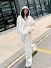 Sudadera con capucha personalizada con sentido del diseño creativo, estilo chic holgazán de Hong Kong, casual deportivo, pantalones de sudor, conjunto de dos piezas para mujer