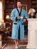 Amazon Ropa de Baño Casual de Felpa Espiga Americana Europea con Doble Bolsillo Bata de Baño Hotel Resort Cinturón de Corbata Bata Larga Ropa de Casa
