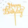 Una variedad de tarjetas de acrílico gruesas para pastel decoración de mesa de postres hermosa simple inglés feliz cumpleaños amor enchufe