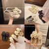 Pantuflas de Dedo con Lazo para Mujer Nuevas Verano 2025 Calzado de Exterior Estilo Hada con Zapatos Planos para Falda Sandalias Antideslizantes