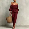 Mono Elegante de Moda Otoño-Invierno 2026 Europeo y Americano, de Hombros Descubiertos, Ceñido a la Cintura, con Mangas Abullonadas, de Venta Caliente para Viajes