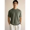 Camiseta de Punto Cortada Horizontal Lyocell Lino Estilo Old Money para Hombre Verano 2026 Fresca Transpirable Casual Ropa de Hombre