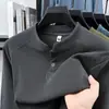 Camiseta de Terciopelo Alemán para Hombre de Otoño con Cuello Alto de Color Sólido, Casual de Negocios para Papás de Mediana Edad, Versátil Sudadera de Manga Larga Capa Base