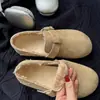 Sapatos Birkenstock Femininos 2026 Novo Estilo Inverno Com Pelúcia Espessa Quente Cobertura Total Mocassins de Encaixe Sola Reta Sapatos de Algodão