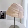 Nuevo Sombrero de Pescador Plegado Estilo Chino Inspirado en Zen para Mujer, Sombrero de Seda Transpirable para Verano con Teñido Degradado, Sombrero de Cubo de Seda de Morera