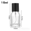 Em estoque frasco de perfume de vidro cilíndrico de 30ml com bico fino, frasco de amostra de perfume portátil