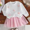 Ropa para Niñas 4-7 Años Sudadera de Manga Larga para Primavera y Otoño + Falda Conjunto Infantil Estilo Coreano