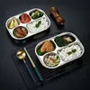 Bandeja de fast food de aço inoxidável 304 para refeitório, prato dividido para estudantes e crianças do jardim de infância, prato retangular comercial para adultos