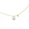 Collar de Concha de Perla Chapado en Plata de Ley S925 con Oro de 18K, Cadena Sencilla para Clavícula Estilo Francés con Colgante Único, Joyería Pequeña de Plata