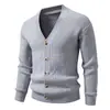 Comercio Electrónico Transfronterizo Otoño/Invierno Cárdigan para Hombre Cuello en V Botones Suéter Abrigo Engrosado Casual Color Liso Tejidos Hombre