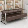 Silla de Espera de Cuero Personalizada con Reposabrazos de Metal, Sofá de Ocio para Salón y Salón de Uñas, Sofá Sencillo para Área de Espera de Salón de Belleza