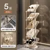Sapateira multicamadas para apartamentos de aluguel, economizadora de espaço, organizador de sapatos fácil de usar para trás da porta, prateleira de armazenamento para dormitórios, sapateira inclinada elegante e moderna