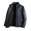 Chaqueta de Cuero con Terciopelo Nuevo 2024 para Hombre, Chaqueta de Cuero PU Otoño e Invierno Estilo Coreano Trendy Cuello Alto Chaqueta de Cuero para Motociclista