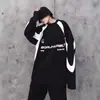 Sudaderas de Estilo Motero Sueltas y Atractivas para Hombre y Mujer de la Calle Principal Americana Primavera y Otoño Nuevos Colores Contrastantes Versátiles Casuales de Manga Larga