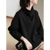Camiseta Básica Cinza com Gola Caída e Acabamento Escovado 2025 Outono Nova Manga Longa Minimalista de Alta Qualidade Roupa de Baixo