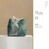 Bolsa de almacenamiento tejida de algodón y lino engrosada, bolsa para tetera, bolsa de tela portátil estilo chino resistente a caídas, adecuada para una tetera y cuatro tazas de té