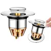 Torneira de Lavatório Plug à Prova de Vazamento Cerâmica Branca Aço Inoxidável Válvula de Pressão Acessório Universal para Cuba Dispositivo Anti-Odor