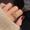 Anillo Abierto de Calabaza de Encaje Azul Quemado Esmaltado Estilo Chino Antiguo Medio Marea Nacional Lujo Ligero Combinable Exquisito Anillo de Gota de Aceite