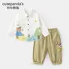 Conjunto de Camisetas Kaka Panda para Meninos, Roupa de Outono para Bebês e Crianças Pequenas, Roupa de Início de Primavera para Meninas, Tops Casuais de Outono