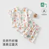 Conjunto de pijama para bebé para verano, gasa fina y transpirable, adecuado para niños y niñas, ropa de aire acondicionado infantil de fibra de bambú, ropa para casa