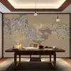 Nuevo Estilo Chino Paisaje de Montaña Dorado Tela de Pared de Fondo para TV Sala de Estar Estudio Sofá Papel Tapiz Sala de Té Mural Tridimensional
