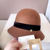 Chapéu de tricô de feltro imitação estilo ouro para casa feminino inverno quente lã chapéu de pescador pingente de moeda de ouro fita chapéu balde moda