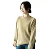 Suéter grueso, lujoso, de alta gama para mujer, mezcla de seda y cachemira, con cuello redondo, forro interior de felpa texturizada, un top elegante para el invierno