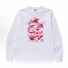 Suministro transfronterizo, venta al por mayor de comercio exterior, camiseta de manga larga de marca de moda BAPE con cabeza de mono, top pesado de tiburón, camiseta interior