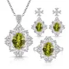 Juegos de joyería europeos y americanos, juegos de joyería nupcial de alta gama, collar de piedras preciosas de colores, pendientes, anillo, juego de tres piezas de accesorios