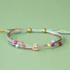 Pulsera Trenzada Multicolor Estilo Nacional con Colgante de Aleación Esmaltada, Ajustable, Accesorio de Mano Estilo Nacional de Paz y Buena Suerte