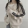 Suéter Jacket de Punto con Capucha y Cordón Simple Elegante Otoño e Invierno Coreano Nicho Holgado Pequeño de Manga Larga