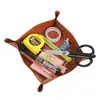 Bandeja de Almacenamiento de Escritorio Creativa Bandeja Plegable de Cuero PU Caja de Almacenamiento para Artículos Varios Llaves Bocadillos Adornos