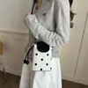 Bolsa de Lona de Lunares 2026 para Teléfono Móvil para Mujer, Solapa de Cuero, Cierre de Cordón con Lazo, Mini Bolso Cruzado con Perlas