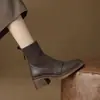 Nuevas botines de punto de tacón grueso 2026, nuevas botas de tacón alto ajustadas otoño/invierno, botas estilo Martin británico, botines tipo calcetín elástico