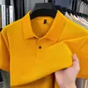 Fábrica Original 100% Algodão Polo Verão Meia-Manga para Meia-Idade Novas Camisetas Casuais Masculinas com Gola e Cor Lisa