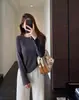 Estilo popular~Pode ser usado sozinho ou como camada base, emagrecedor, soltinho, camiseta de manga comprida para mulheres, camiseta básica, Novo Estilo Outono/Inverno 2026 H091916