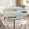 Toalha de Mesa Personalizada Imitação Madeira Colorida Vintage para Mesa de Jantar Interna, Toalha de Mesa Redonda, Capa de Mesa Impermeável e à Prova de Óleo