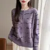 Nuevo estilo de cárdigan de punto para mujer con cuello redondo, holgado y elegante, top de manga larga para mujer de primavera estilo Chanel pequeño