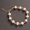 Atacado pérola de água doce 9-10mm14K ouro ajustável pulseira plana redonda moda simples ao vivo fornecimento transfronteiriço