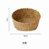 Cesta de Almacenamiento Tejida de Pasto Marino Natural Cesta de Almacenamiento para Jengibre y Ajo de Cocina Cesta Redonda Pequeña para Almacenamiento Diverso de Mesa de Entrada
