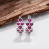 Pendientes de Moda Transfronterizos Europeos y Americanos en Forma de Corazón de Corindón Rojo Orquídea Marina Pendientes Versátiles de Lujo Ligero Pendientes de Corazón Más Vendidos para Mujeres