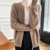 Top de color liso con diseño minimalista que estiliza, estilo coreano, nuevo para otoño, cuello redondo, doble cremallera, cárdigan de punto, abrigo para mujer