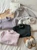 [En Stock] Camiseta Térmica de Lana de Oveja de una Pieza para Niñas, Invierno Nuevo, con Cuello Alto Medio Engrosado para Niños