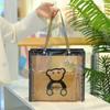 Bolsa de Mão Transparente com Desenho Bolsa Plástica para Estudante Estilo Ombro Bolsa de Presente Bolsa para Aulas de Reforço Bolsa Feminina para Passeio Bolsa de Compras Bolsa Carteiro