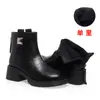 Dropshipping Botas Chunky Versáteis da Moda para Mulheres, Botas Martin de Salto Médio e Sola Grossa, Botins de Tornozelo Forrados com Lã para Outono e Inverno