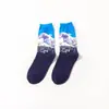 Calcetines Transfronterizos Nuevos de Moda Calcetines para Hombre Mona Lisa Personalizados Literarios Retro Pintura al Óleo Europea y Americana Estrella Algodón Calcetines para Hombre de Caña Alta