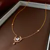 Collar de Luna con Perla de Zirconia Deslizante Moda Lujo Ligero Nicho Exquisito Cadena para Clavícula Simple Personalizado Diseño Joyería