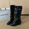 Nuevos estilos de otoño e invierno: botas altas para mujer de punta cuadrada, tacón grueso, hasta la rodilla, botas largas retro, botas vaqueras occidentales de tacón alto y botas de montar