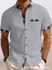 2024 Camisa Masculina Europeia e Americana Camisa Xadrez de Manga Curta Masculina Moda Casual Top Camisa Masculina