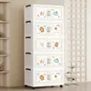 Armario de almacenamiento de dibujos animados, almacenamiento multicapa para bebés, armario de almacenamiento para sala de estar, armario de plástico plegable, disponible en varios tamaños, armario a prueba de polvo para niños
